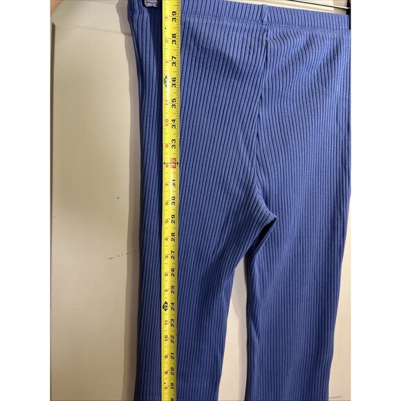 AERIE Ribbed Kick It Super Flare Pants Small Dusty Blue High Rise Boho - Picture 6 of 7